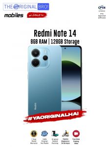 Redmi Note 14 - 8GB RAM - 128GB Storage - PTA Approved - 12 Months Warranty - Blue - The Original Bro Mobiles - TOB42